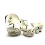 Royal Doulton bamboo pattern tea set comprising six cups and saucers, six plates, milk jug, sugar b