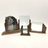 Four Art Deco oak photo frames, three having stepped mounts, H28cm max (4)