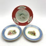 Royal Crown Derby Cabinet plate hand painted with fish by C. Gresley and a pair of Victorian 'Welsh