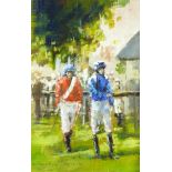 David 'Mouse' Cooper (British Contemporary): 'Newmarket July Course', oil on board signed 18cm x 12