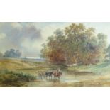 Alfred Vickers Snr (British 1786-1868): Crossing the Stream, watercolour signed and dated 1866, 30c
