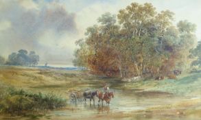 Alfred Vickers Snr (British 1786-1868): Crossing the Stream, watercolour signed and dated 1866, 30c