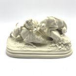 Parian ware group depicting three hunting dogs, H17cm, W32cm