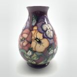 Moorcroft Pansy pattern baluster vase, dated 1994, H20cm