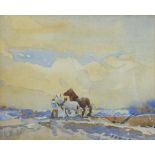 Jack Merriott (British 1901-1968): 'The End of the Furrow', watercolour unsigned, titled verso 12.5