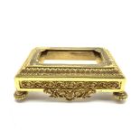 19th/ early 20th century Ormolu rectangular clock stand, cast in relief with scrolling foliage, L30