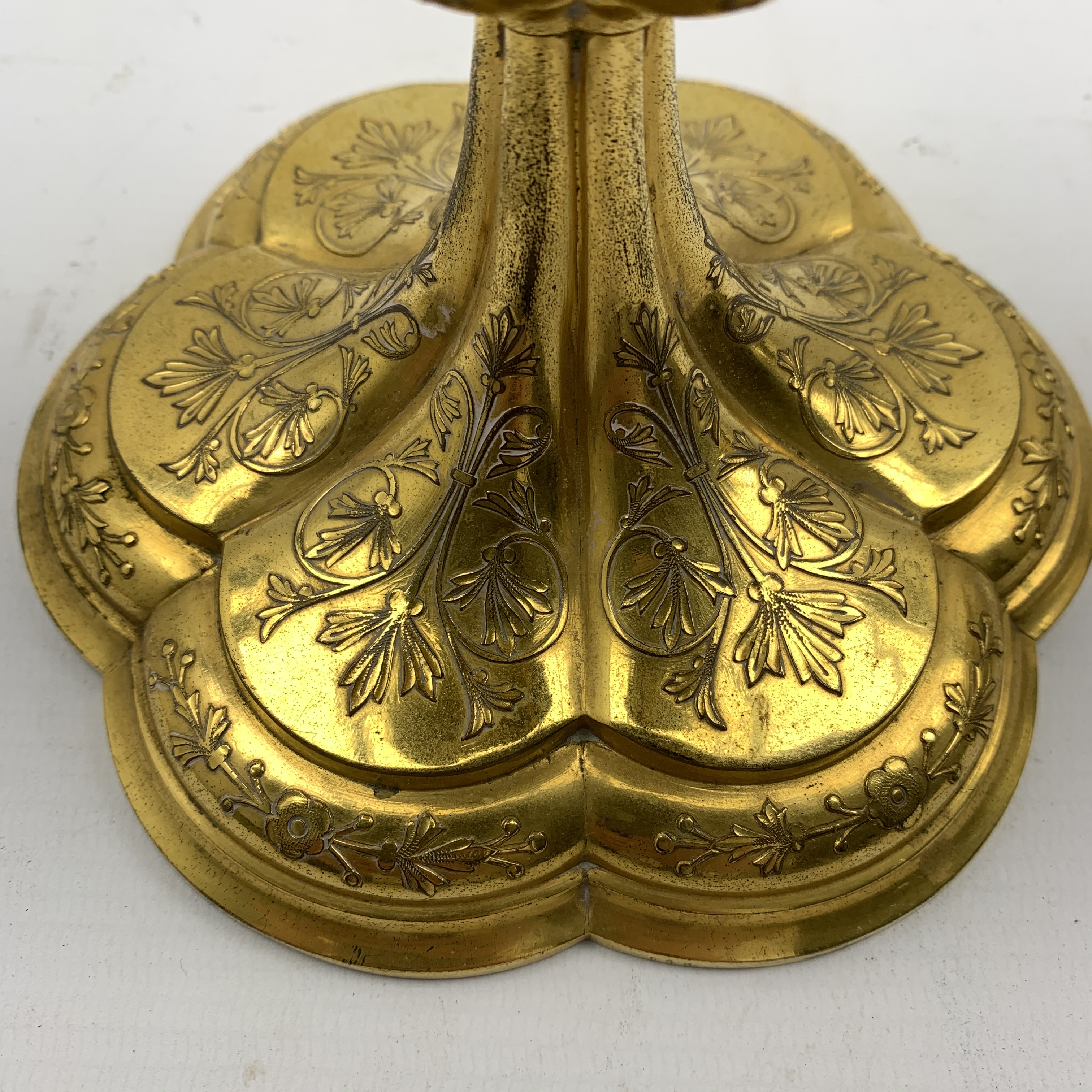 19th century gilt metal Ciborium, silver-gilt interior, cross finial, relief foliate design on knop - Image 11 of 13