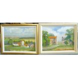 Anne Williams (British 20th century): 'Nunnington Mill, pair oils on board signed, titled on labels