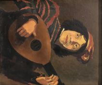 Continental School (20th century): The Lute Player, oil on canvas unsigned 53cm x 45cm
