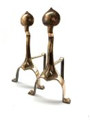 Pair Arts and Crafts copper andirons H39cm
