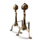 Pair Arts and Crafts copper andirons H39cm