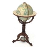 12inch Terrestrial library globe on mahogany tripod stand labelled 'Joslin's Terrestrial Globe' H91