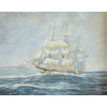English School (20th century): Portrait of a Fully Rigged Ship, oil on canvas signed Opawa, togethe