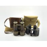 Pair of World War I military binoculars inscribed William Mackay in canvas case and a pair of field