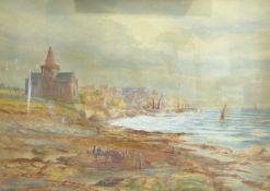 Robert B Johnston (Scottish 1840-1914): Collecting Kelp at St Monans, watercolour signed 49cm x 69c