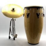 LP Aspire conga drum D31cm, an Amati Kraslice cymbal on stand D46cm and a pair of tympani mallets