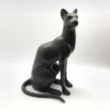 Large bronzed cast metal model of a seated cat, H61cm