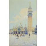 Italian School (20th century): Venetian Plaza, watercolour indistinctly signed 29cm x 18cm