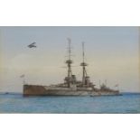William Frederick Mitchell (British 1845-1914): 'H.M.S Neptune Battleship' watercolour signed, date