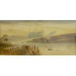 William Henry Earp (British 1831-1914): 'Near Naples', watercolour signed 25cm x 54cm