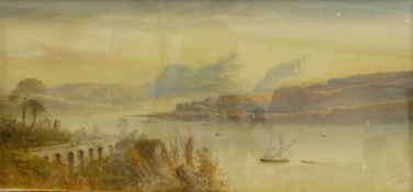 William Henry Earp (British 1831-1914): 'Near Naples', watercolour signed 25cm x 54cm