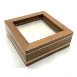 David Linley walnut square coaster with metal centre 19cm