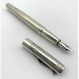 'Yard O Led' Viceroy Barley pattern fountain pen, '18ct - 750' white gold nib in leather pouch