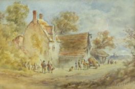 James W Ferguson (Scottish exh.1915-1963): Horse Pulling the Hay Wagon, watercolour signed 13cm x 2
