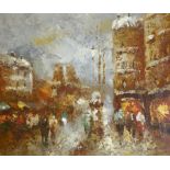 French School (20th century): Parisian Street Scene, oil on canvas signed W Kirby 49cm x 59cm