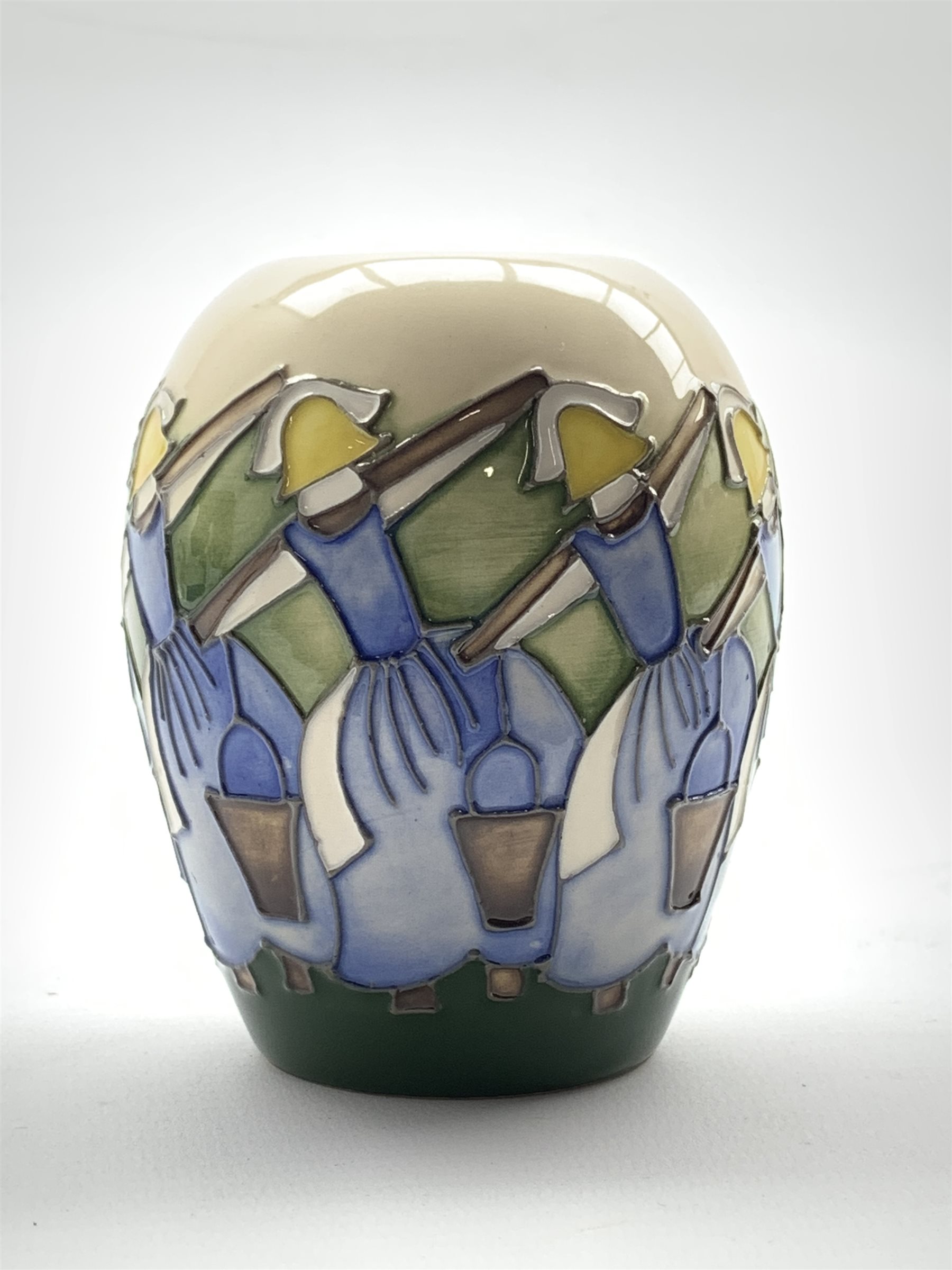 Moorcroft vase decorated in the 'Eight Maids a Milking' pattern from the twelve days of Christmas s - Image 2 of 3