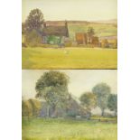 John Holmes Laver (British 1880-1950): 'Peat Farm Redmire Near Sheffield', pair watercolours signed