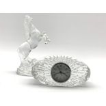 Waterford crystal figure of a rearing horse H24cm and a mantel clock in a Waterford crystal case 10