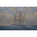 English School (Early 20th century): Fully Rigged Ship's Portrait, watercolour unsigned 27cm x 43cm