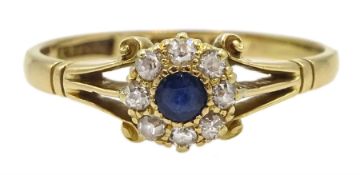 Early 20th century 18ct gold sapphire and diamond cluster ring, Birmingham 1913