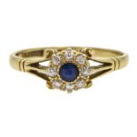 Early 20th century 18ct gold sapphire and diamond cluster ring, Birmingham 1913