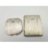 Ladies engine turned silver cigarette case initialled 'A.A.' 8cm x 6cm Birmingham 1943 and a matchin