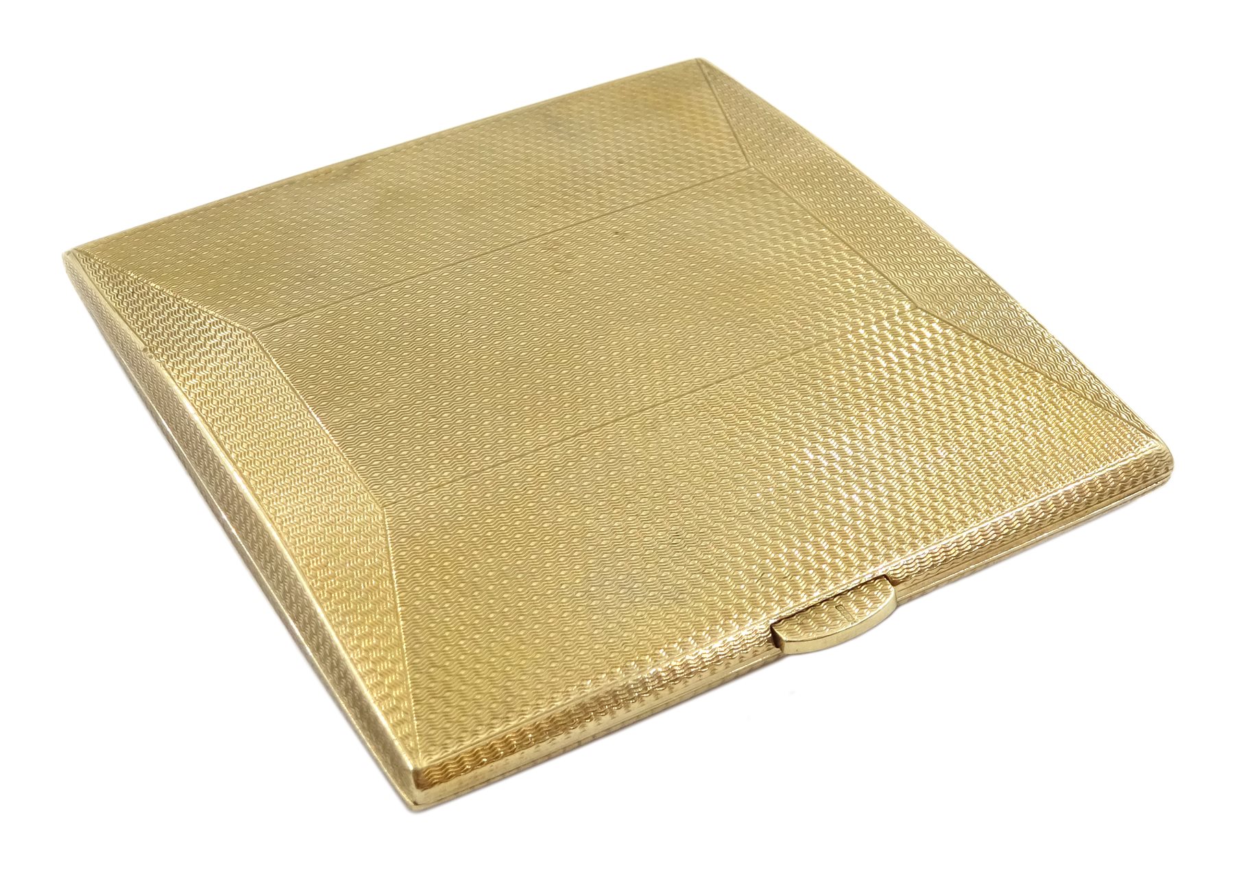 9ct gold cigarette case, engine turned decoration by Payton, Pepper & Sons Ltd, Birmingham 1927