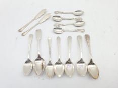 Set of four silver teaspoons with pierced handles by Thomas Bradbury & Sons, Sheffield 1925. pair of