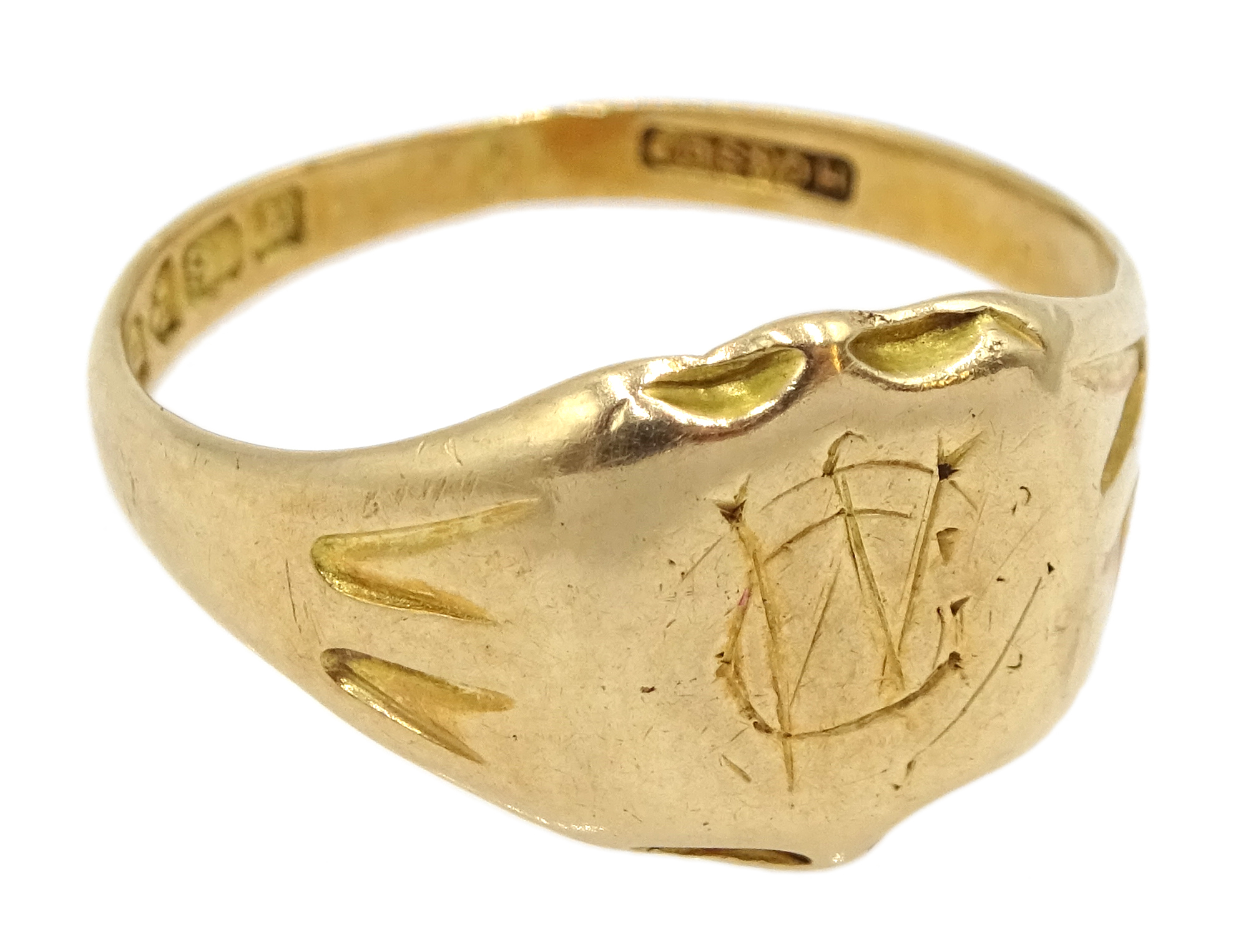 Edwardian 18ct gold signet ring, Chester 1909, approx 4.63gm - Image 4 of 5