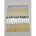Set of twelve silver bladed fish knives and forks with ivory handles Sheffield 1931/32 Maker Mappin
