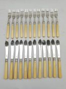 Set of twelve silver bladed fish knives and forks with ivory handles Sheffield 1931/32 Maker Mappin