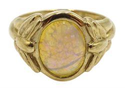 9ct gold single stone opal ring, hallmarked