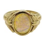 9ct gold single stone opal ring, hallmarked