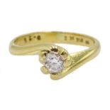 18ct gold single stone diamond ring, stamped 750, diamond 0.25 carat