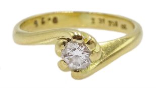 18ct gold single stone diamond ring, stamped 750, diamond 0.25 carat