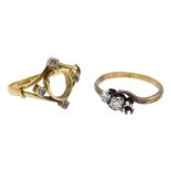 Two 18ct gold diamond set rings, stamped or tested