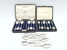 Set of six silver grapefruit spoons Sheffield 1933 Maker Viners , set of six silver tea spoons and t