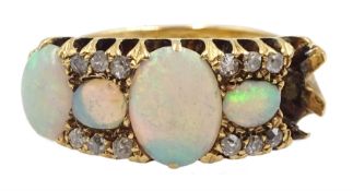 Edwardian 18ct gold opal and diamond ring