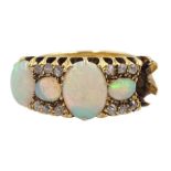 Edwardian 18ct gold opal and diamond ring