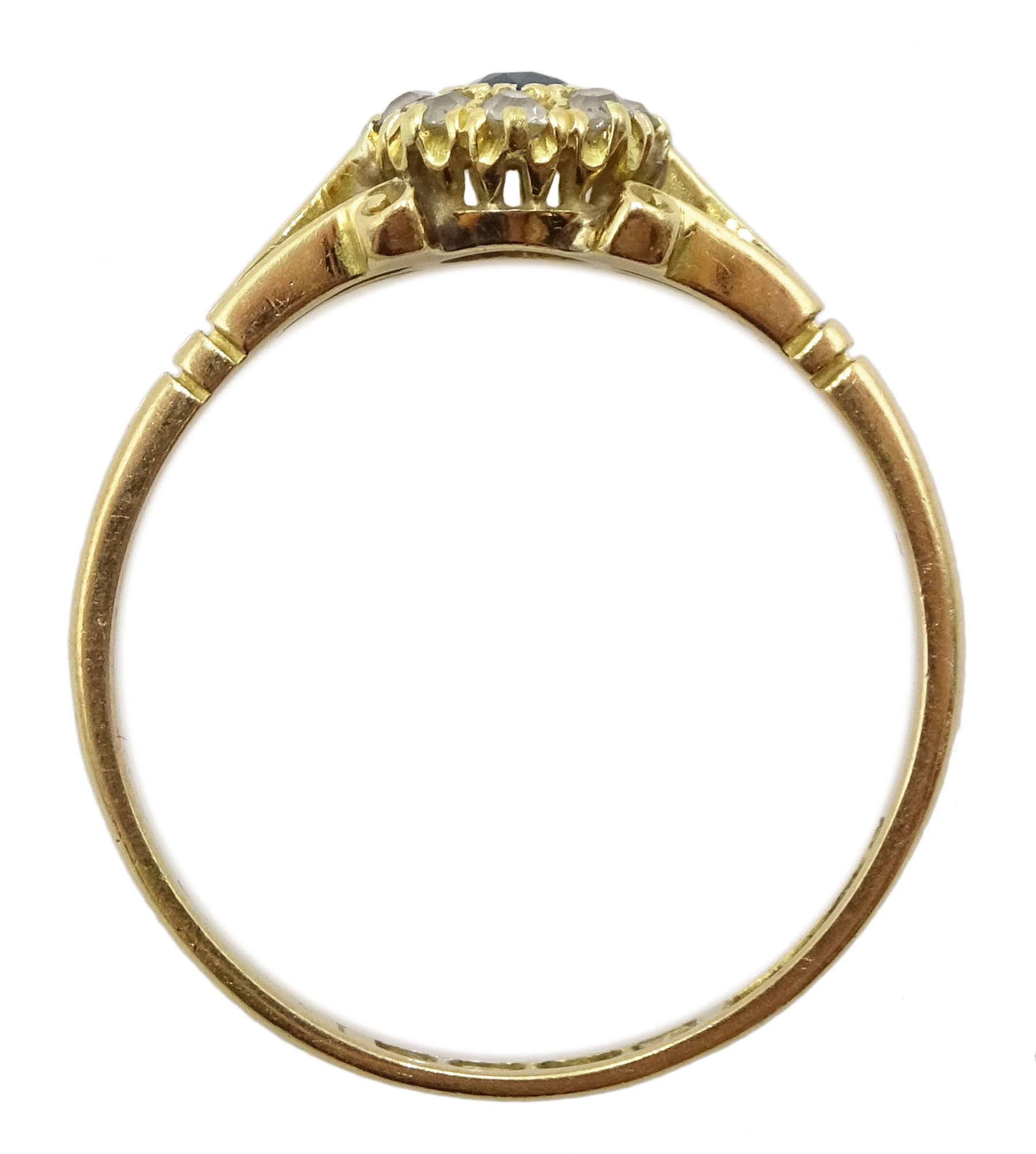 Early 20th century 18ct gold sapphire and diamond cluster ring, Birmingham 1913 - Image 3 of 5